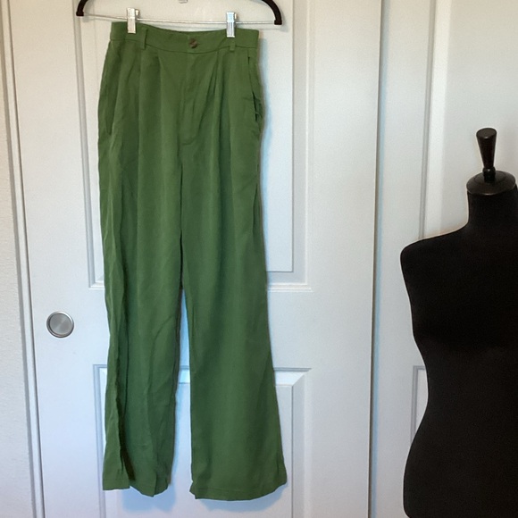 Reformation Pants - Reformation Green High-Waisted Trousers 0